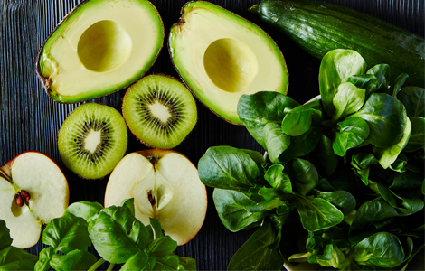 Verduras y frutas verdes