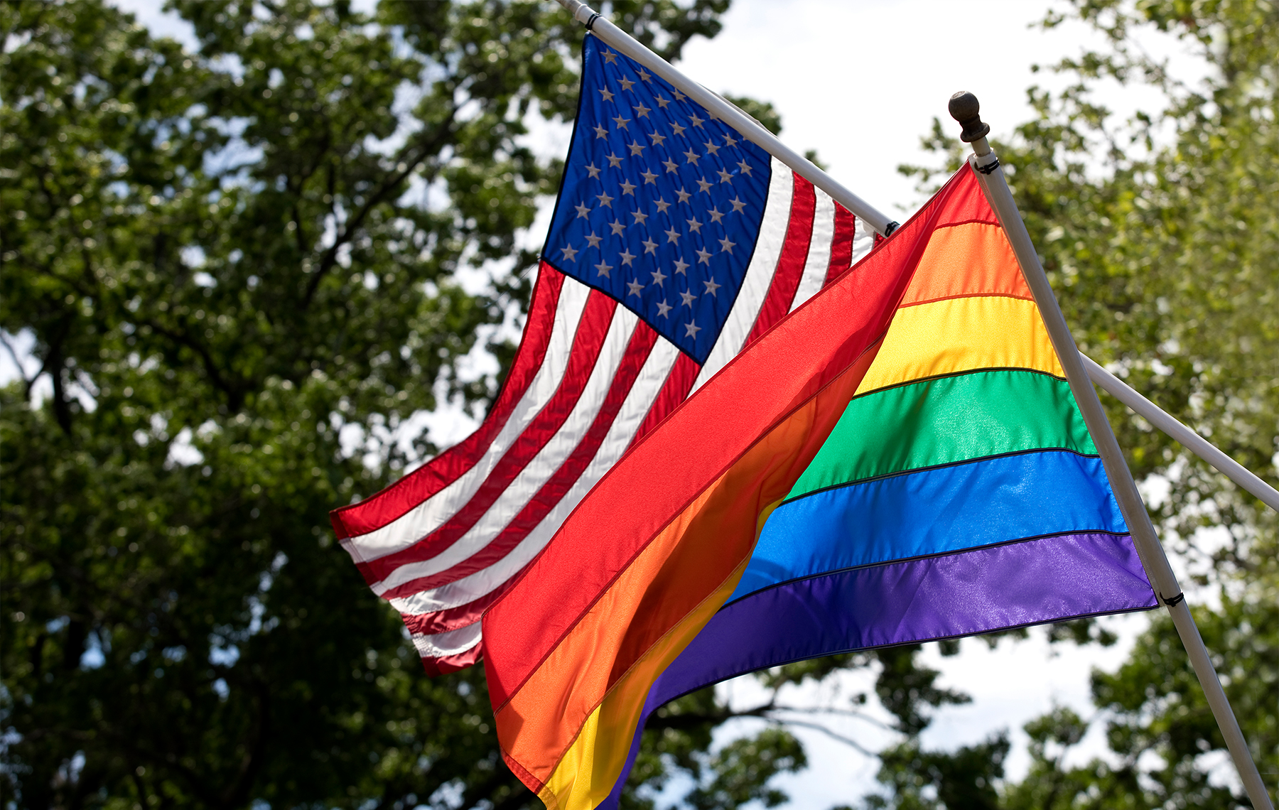 American & Pride Flags