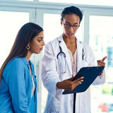 A young woman and her doctor discuss abortion.